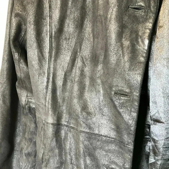 Nicole Miller Vintage Y2K black metallic  100% genuine leather blazer jacket - Picture 3 of 7